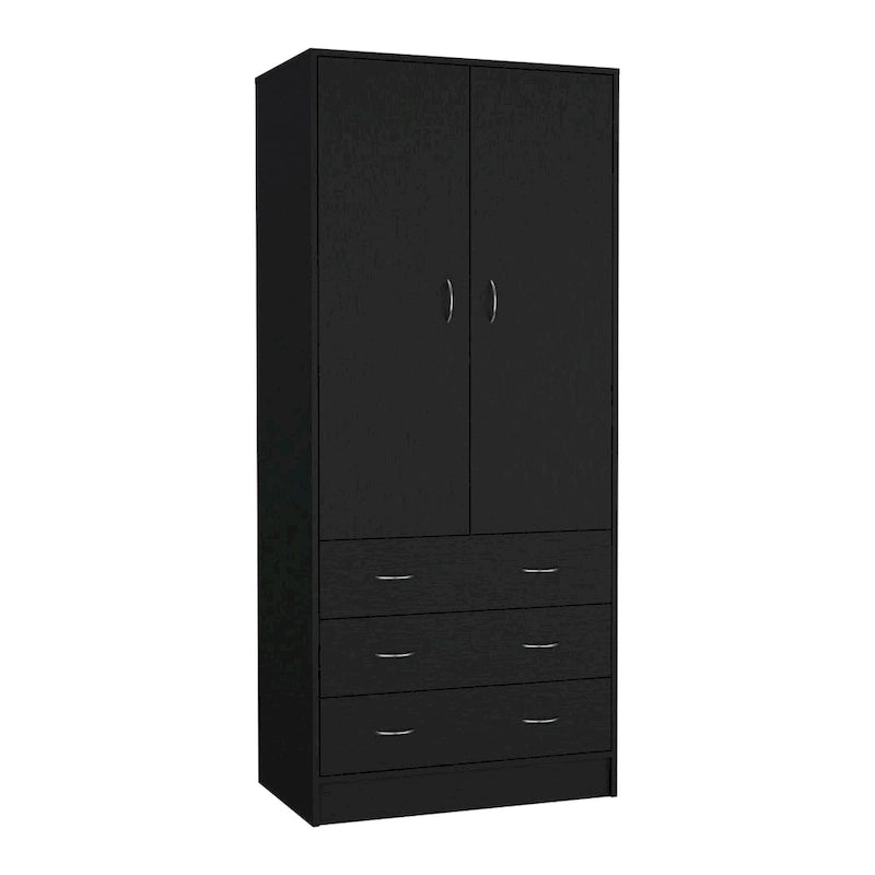 Grande Armoire Moderne à Deux Portes avec 3 Tiroirs et 1 Tringle pour Chambre à Coucher
