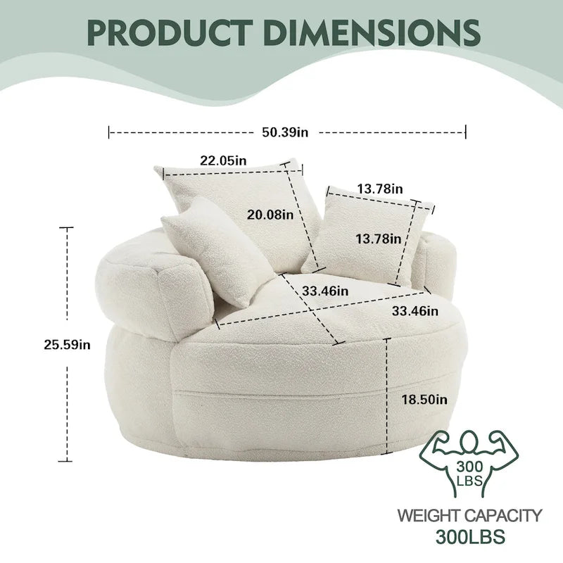 Fauteuil paresseux rond – Blanc/Bleu/Gris/Jaune/Orange/Rouge rosé/Bleu marine/Vert, Siège simple et double