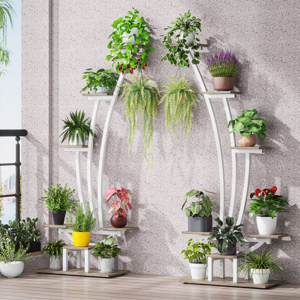Étagère à plantes d'intérieur, porte-fleurs à 6 niveaux pour jardin - Lot de 2