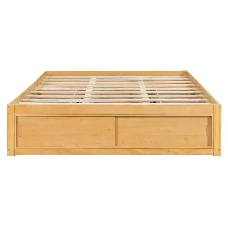 Cadre de lit plateforme Whisen Queen avec 4 tiroirs de rangement et rangement dans le pied de lit