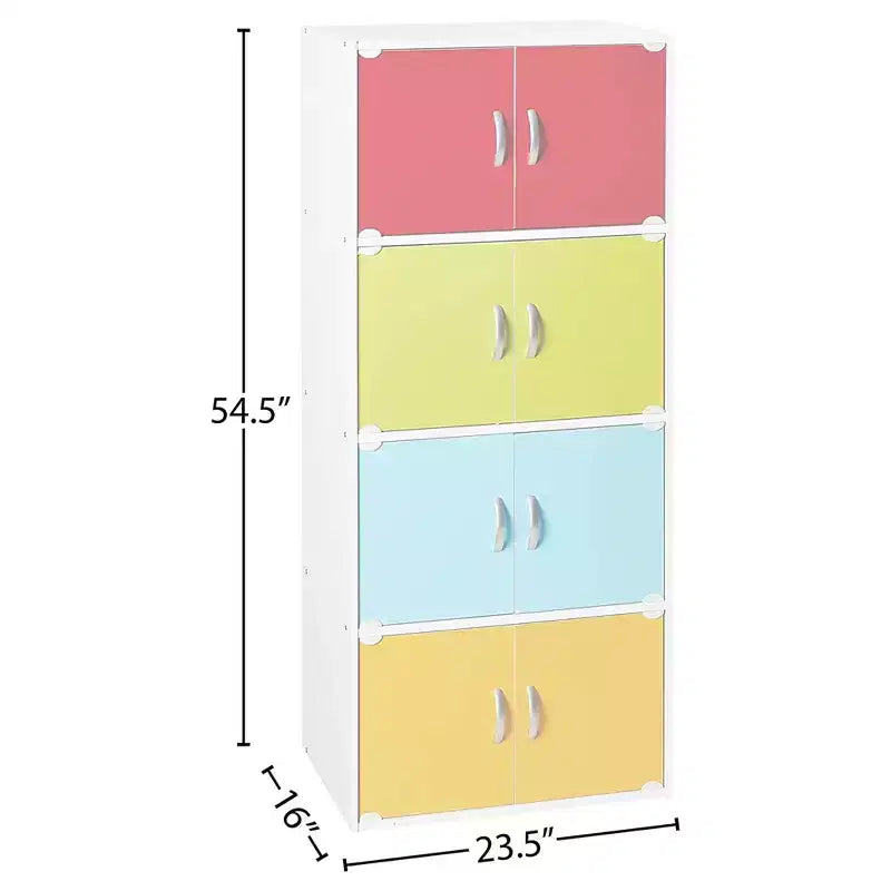 Hodedah HID44 Meuble de rangement multifonctionnel fermé à 8 portes pour la maison et le bureau, finition bois de hêtre