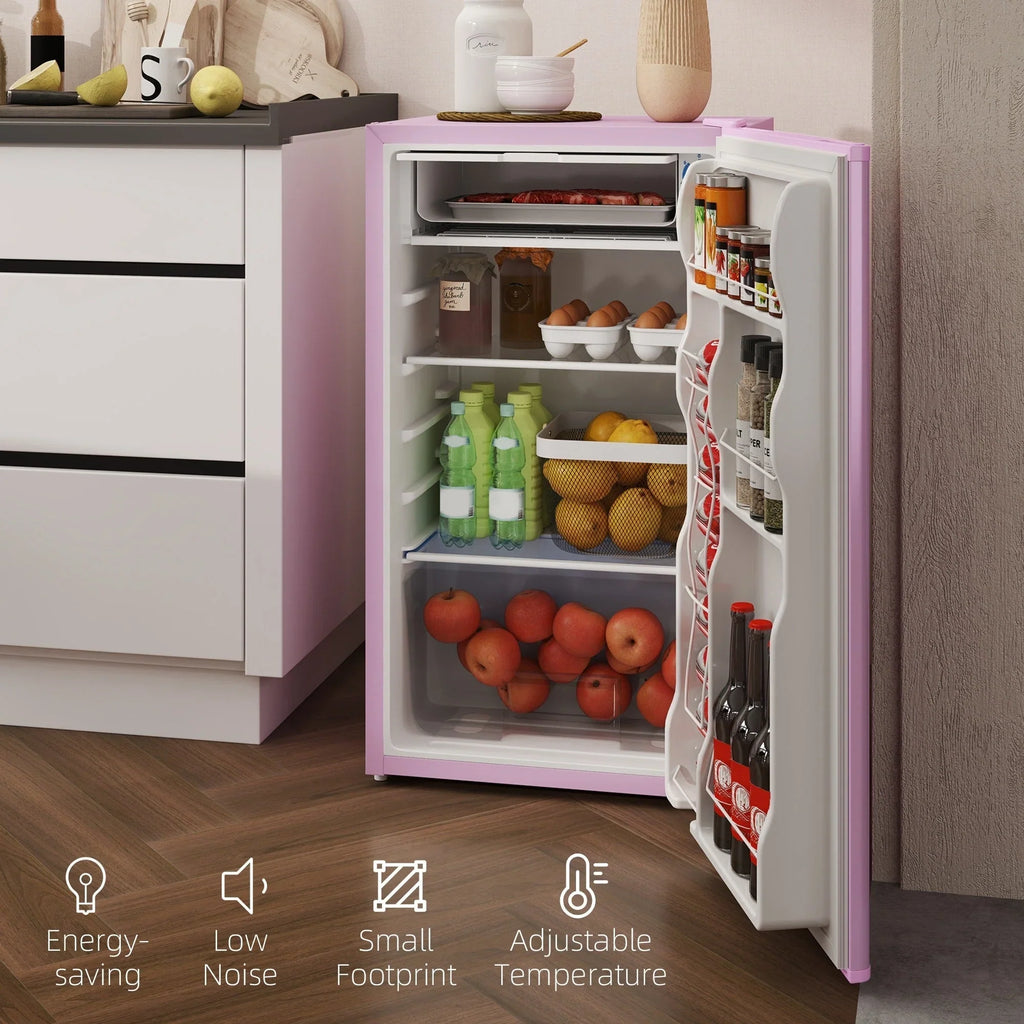 HOMCOM Mini-réfrigérateur de 90,6 L avec congélateur, Réfrigérateur compact à porte unique avec thermostat réglable pour chambre