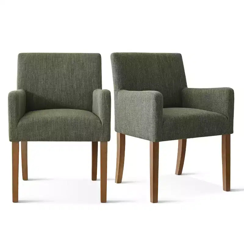 Lot de 6 chaises de salle à manger capitonnées avec accoudoirs, fauteuils modernes en lin avec pieds en bois, chaises d'appoint pour salle à manger, salon – Panipeachy