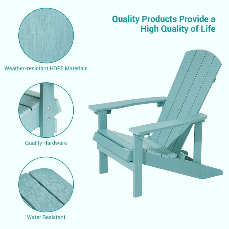 Chaises Adirondack d'extérieur en bois résistantes aux intempéries Bonosuki - Lot de 4