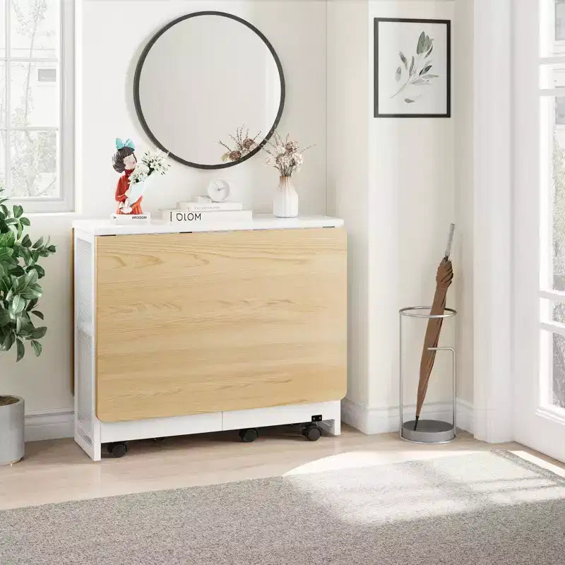 Table à manger pliante pour cuisine, table à manger peu encombrante, table de cuisine à rallonges avec 6 roulettes pour petits espaces