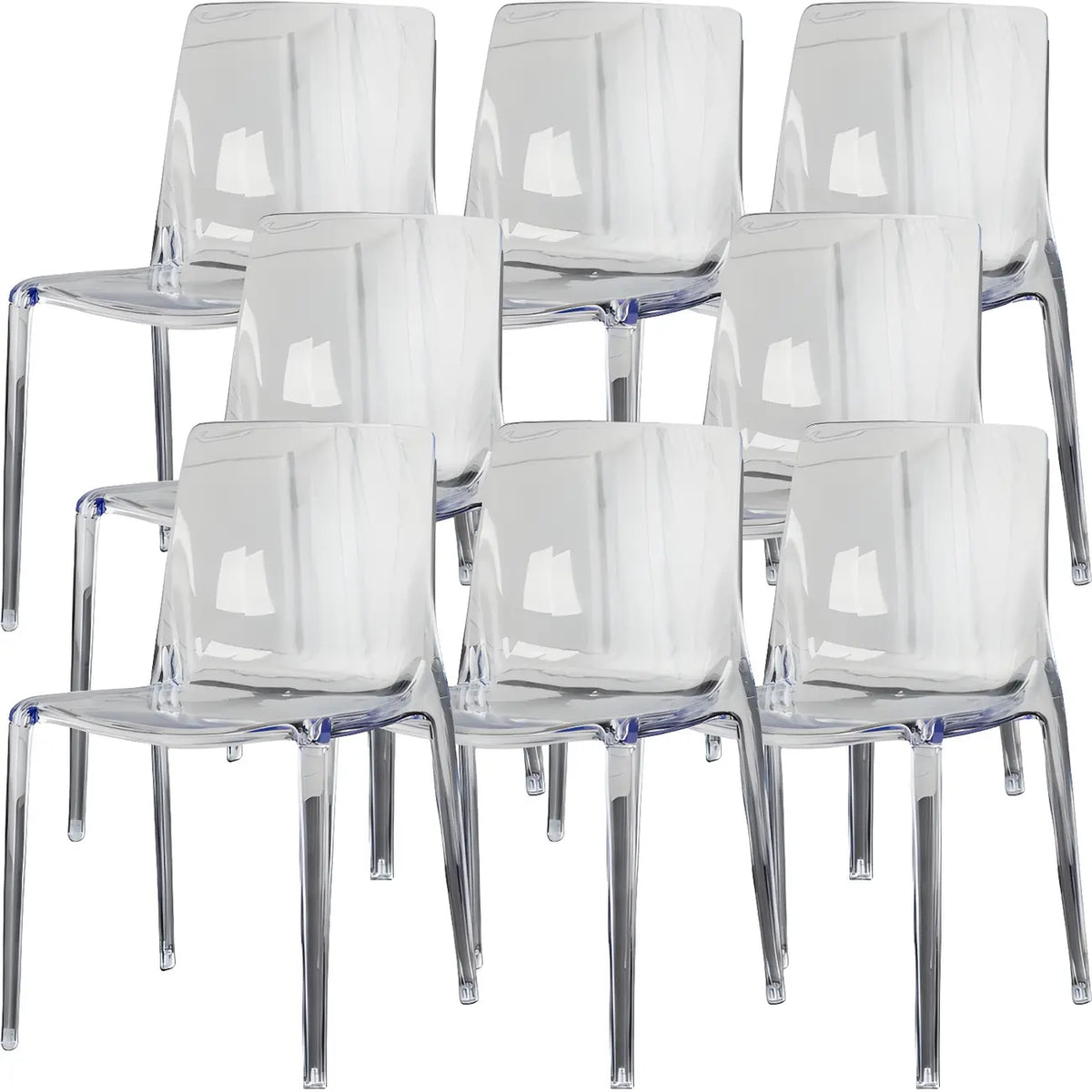 Chaise de salle à manger sans accoudoirs à dossier bas en acrylique ambre