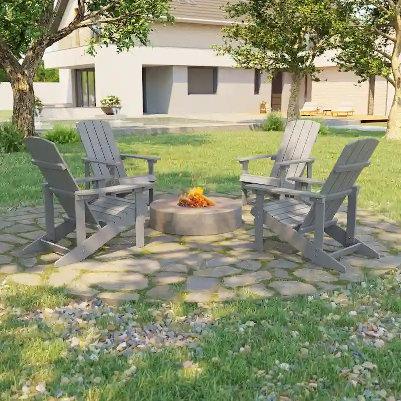 Chaises Adirondack d'extérieur en bois résistantes aux intempéries Bonosuki - Lot de 4