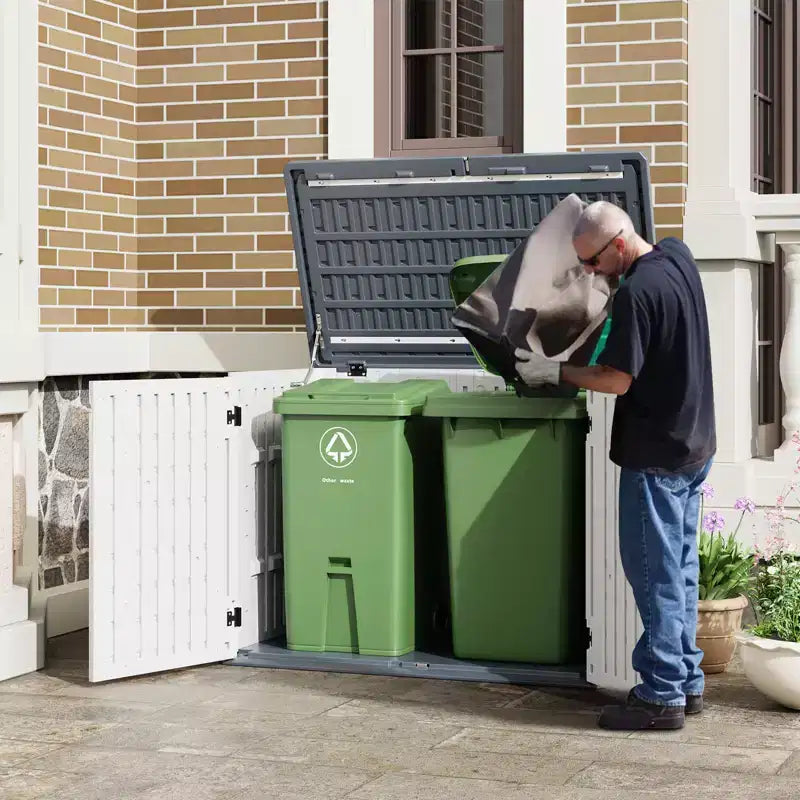 Armoire de rangement d'extérieur, Abri de rangement extérieur en résine étanche, pour poubelles