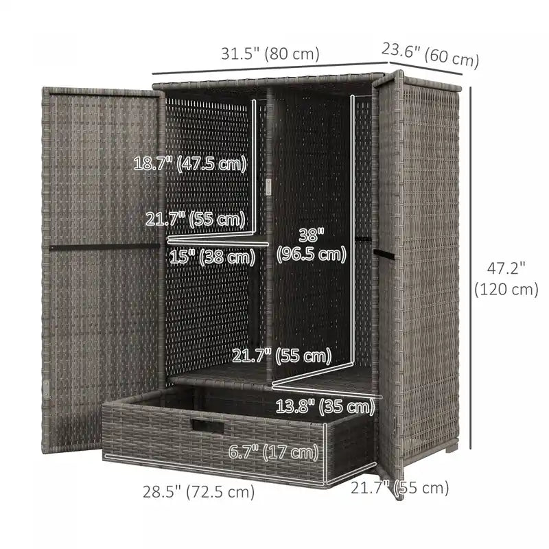 Armoire de rangement extérieure en osier, armoire de rangement pour serviettes de piscine