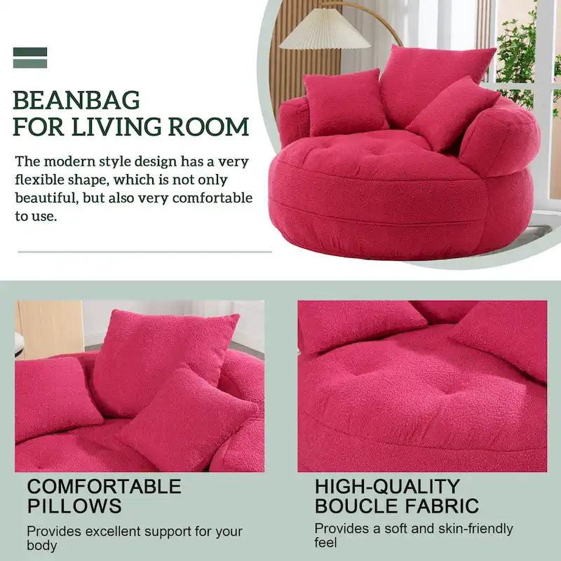 Fauteuil paresseux rond – Blanc/Bleu/Gris/Jaune/Orange/Rouge rosé/Bleu marine/Vert, Siège simple et double