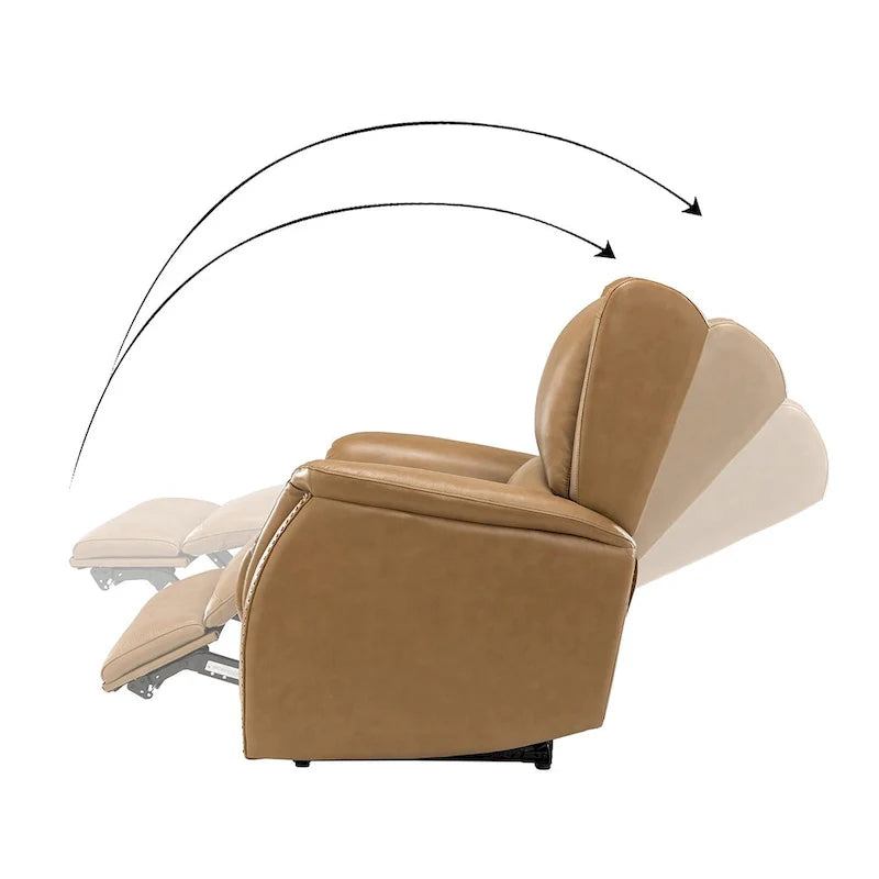 Fauteuil inclinable électrique en cuir véritable avec port USB – Dossier ailé clouté, ensemble de 2