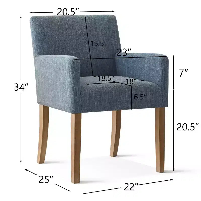 Lot de 6 chaises de salle à manger capitonnées avec accoudoirs, fauteuils modernes en lin avec pieds en bois, chaises d'appoint pour salle à manger, salon – Panipeachy
