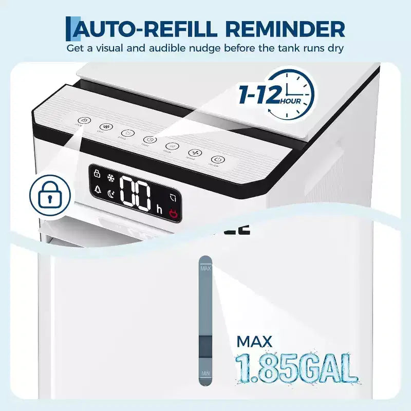 Refroidisseur d'air évaporatif portable 7L avec télécommande, 3 vitesses, minuterie et ventilateur oscillant pour la maison et le bureau