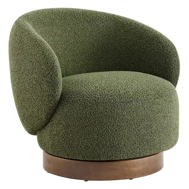 Fauteuil d'appoint pivotant Spruce&Spring en tissu avec base en bois