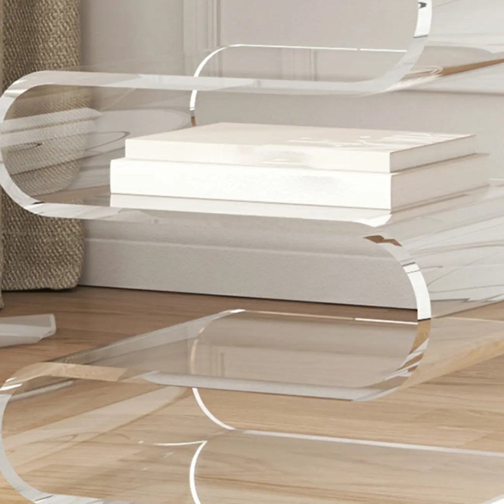 Table d'appoint contemporaine en acrylique en forme de S avec rangement
