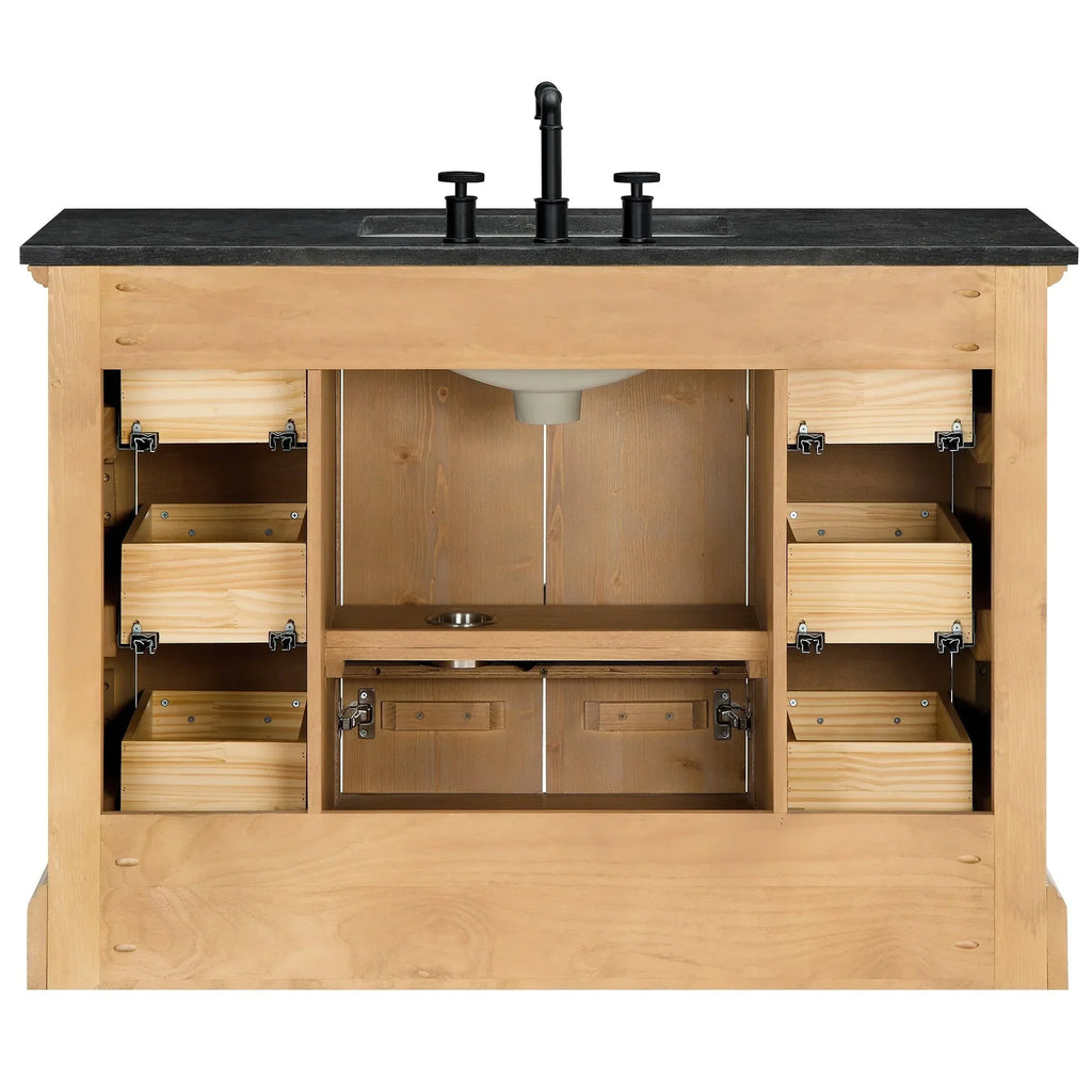 Meuble sous-vasque Hervas avec plateau en marbre naturel, sans miroir