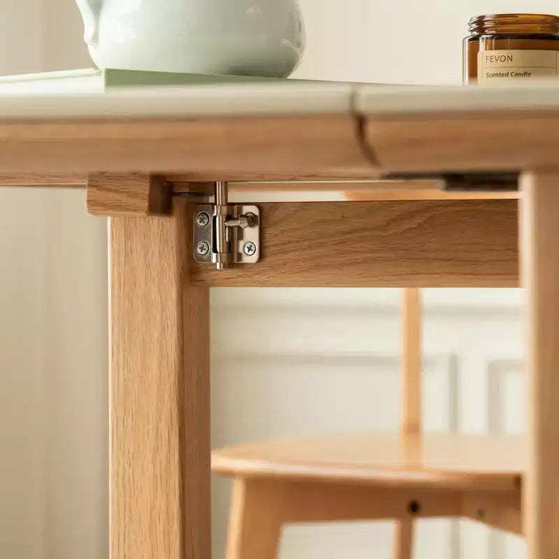 GDFStudio Agatha Table Pliante Moderne en Bois Massif pour 4 à 6 Personnes avec Plateau en Dalle de Pierre