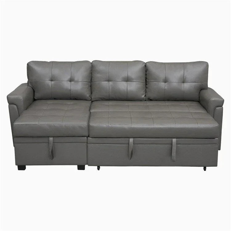 Canapé d'angle réversible convertible avec lit gigogne, méridienne de rangement et pieds durables