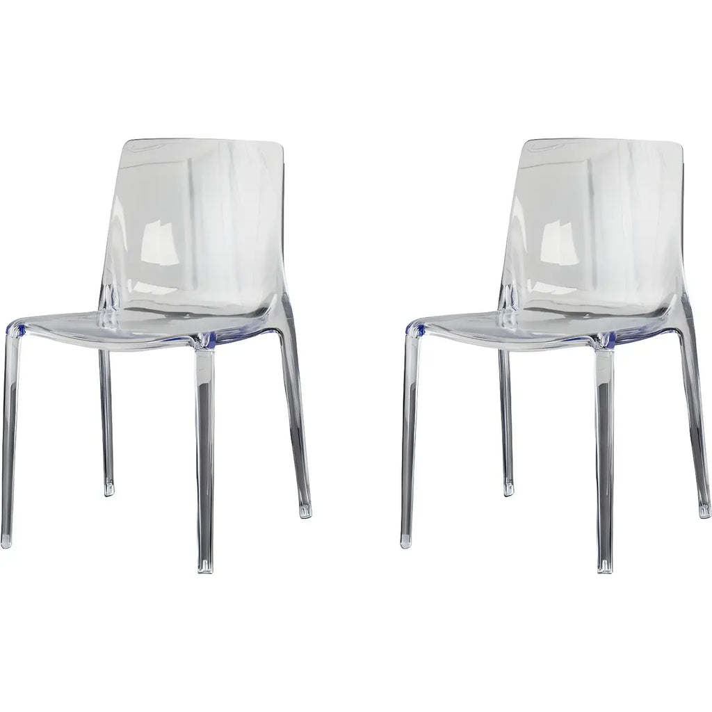Chaise de salle à manger sans accoudoirs à dossier bas en acrylique ambre