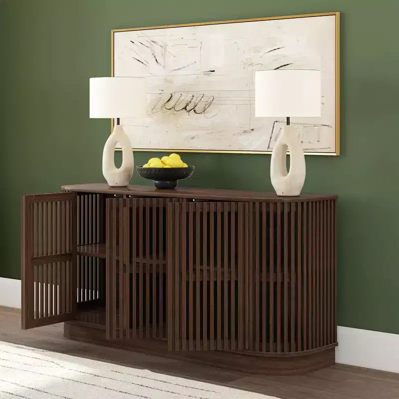 Buffet en bois massif Plank+Beam Contour avec 3 portes, meuble TV 59 po pour salon