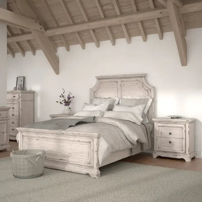 Ensemble de chambre à coucher Palisade 5 pièces blanc antique