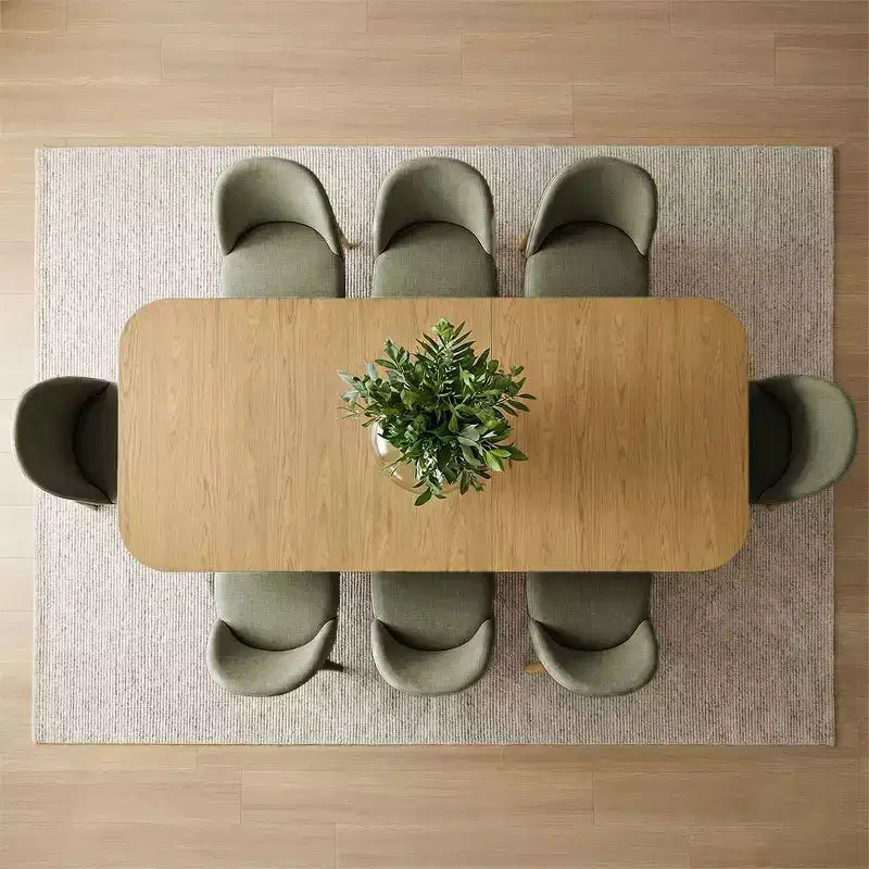 Ensemble de salle à manger 9 pièces pour 8 personnes, table à tréteaux extensible avec chaises rembourrées aux pieds en bois massif-Panipeachy