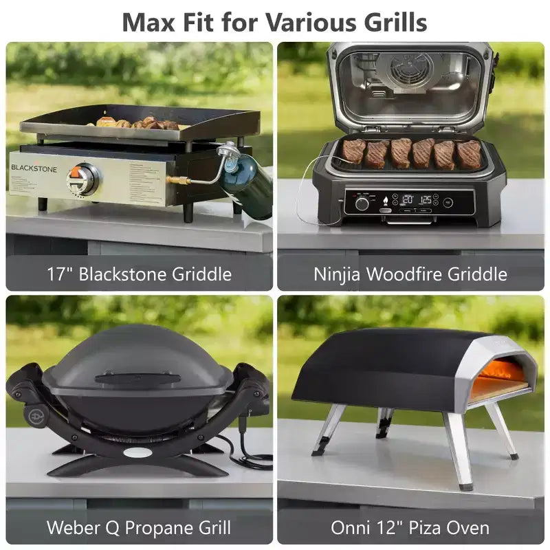 Îlot de cuisine d'extérieur FAMYYT de 198,9 cm avec comptoir en acier inoxydable, station de barbecue pliable et armoires de rangement, Bleu Gris