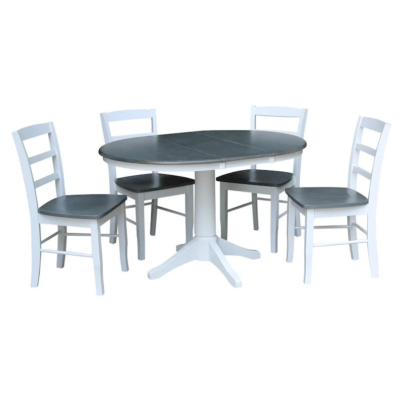 Table à manger ronde extensible 36 po avec 4 chaises Madrid