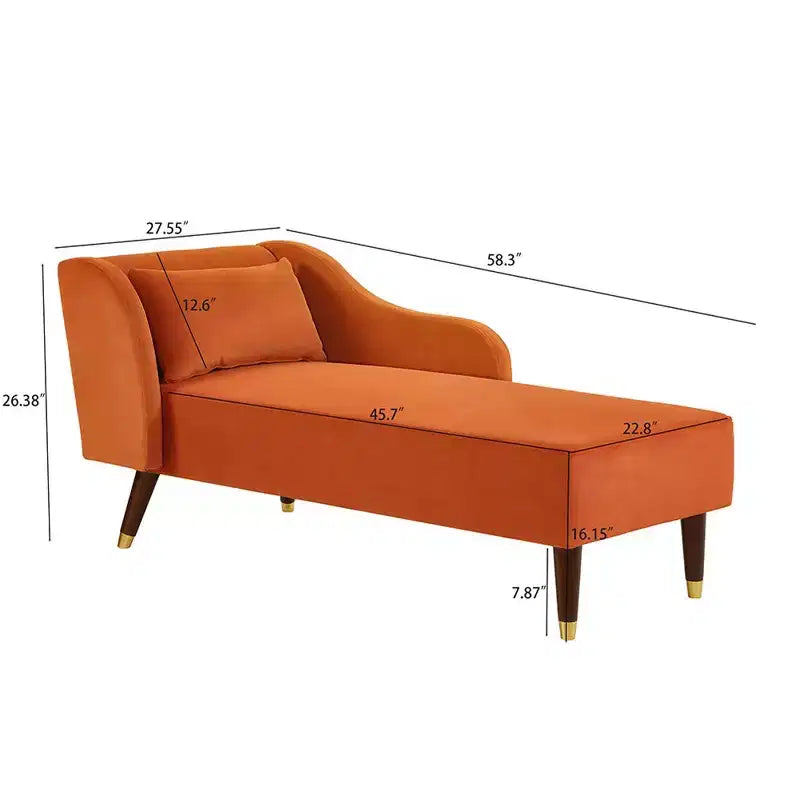 Chaise longue moderne en velours, chaise longue rembourrée avec accoudoir incurvé, canapé-lit de salon pour chambre, bureau, salon