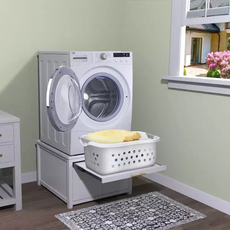 Piedestal de laveuse et sécheuse en métal robuste noir/blanc – Unité simple, anti-vibration