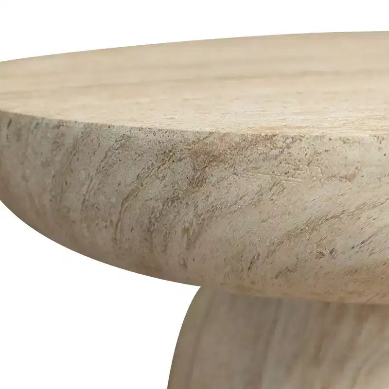Table basse piédestal ronde en Fiberstone, table d'appoint sculptée pour l'intérieur et l'extérieur avec patins antidérapants