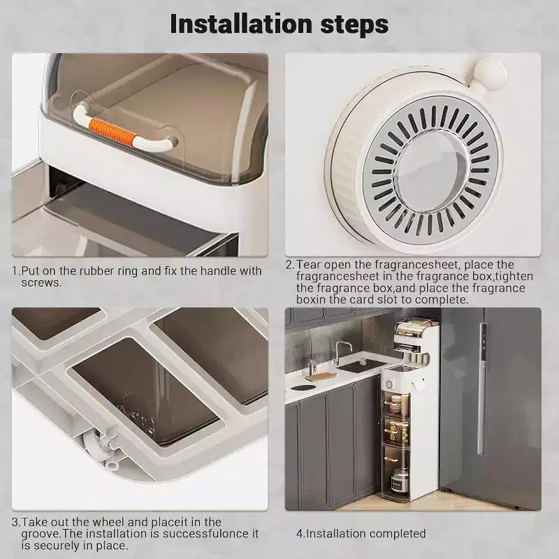 Meuble de Salle de Bain Fin, Armoire de Rangement Étroite à 7 Niveaux - avec Organiseurs Étanche, Support de Boîte à Mouchoirs et Roues, Idéal pour Salle de Bain, Cuisine, Buanderie