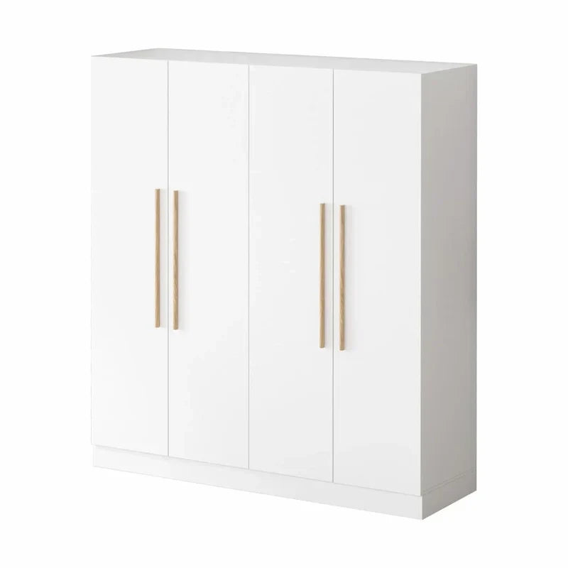 Armoire moderne autoportante en bois massif avec étagères de rangement