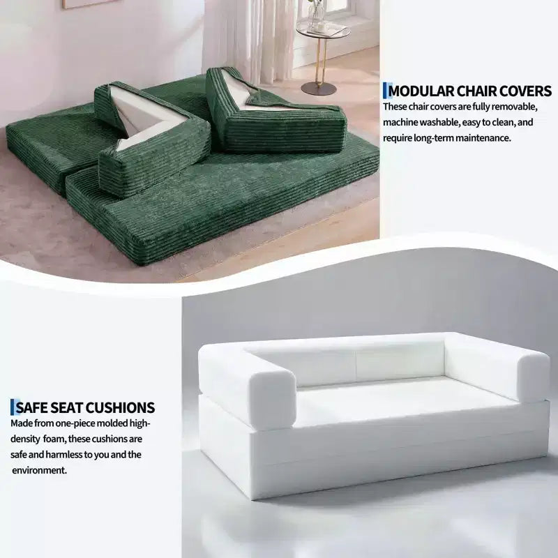 Canapé-lit convertible 5-en-1 80,7 po – Velours côtelé, 1200 lb, aucun assemblage requis