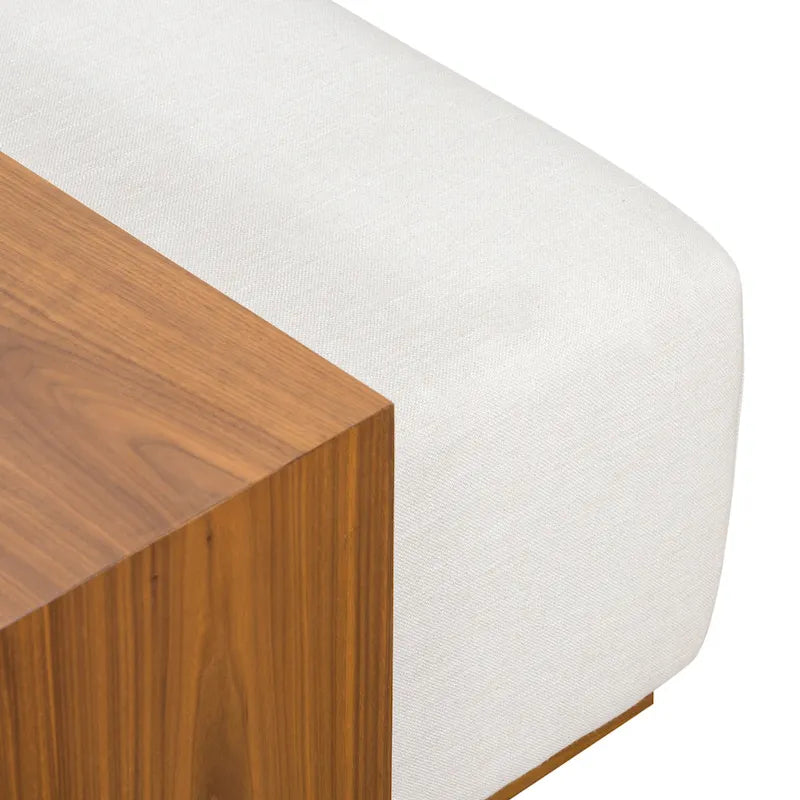 Ottoman Poly & Bark Jarmo avec table en noyer réglable – Cuir pleine fleur véritable italien