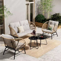 Ensemble de patio extérieur 5 pièces en osier GRANDPATIO avec causeuse