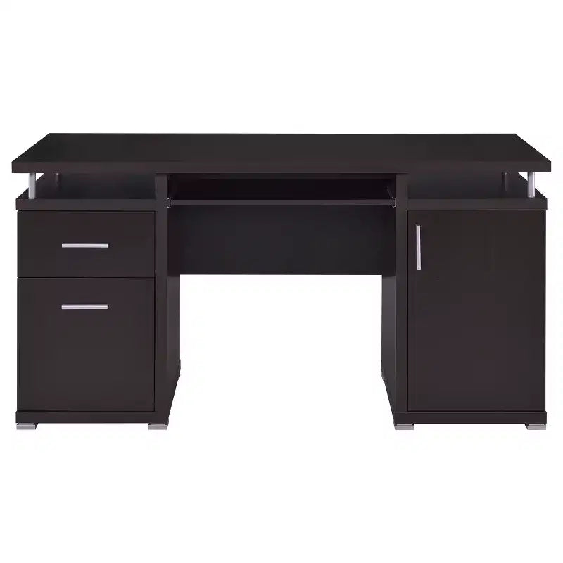 TUYOHW 55 Bureau en Bois, Table d'ordinateur de Bureau avec 2 Tiroirs, 1 Armoire, 1 Étagère Ouverte, 1 Porte, Bureau de Travail pour Bureau à Domicile, Étude, Petits Espaces
