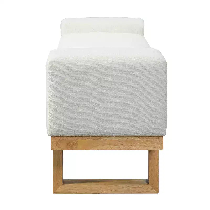 Banc rembourré Paulina moderne en bois d'hévéa et tissu bouclé Christopher Knight Home