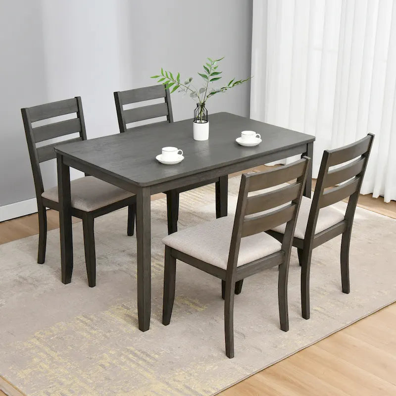 Lot de 4 chaises de salle à manger en bois à dossier à lattes