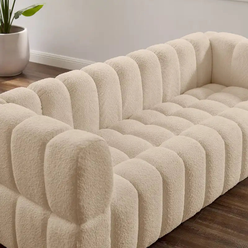 Canapé 85 Moderne en Tissu Gaufre, Canapé Confortable et Décontracté