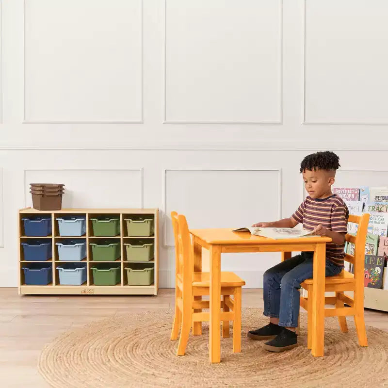 Meuble de rangement à roulettes Cubby avec 15 bacs à ouverture frontale, 3x4, Meuble pour enfants