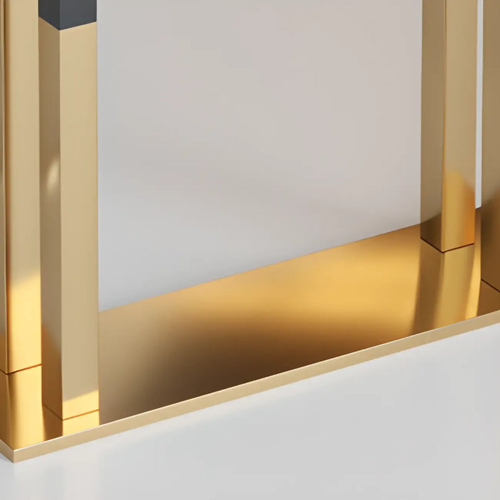 Table de bar rectangulaire de luxe en bois avec base luge dorée pour salle à manger