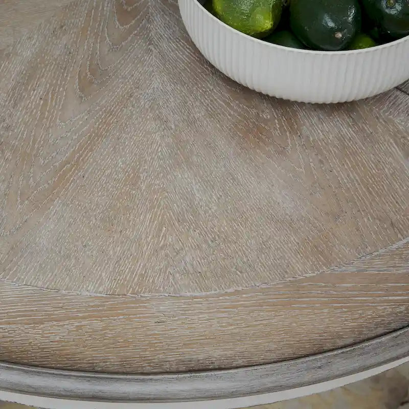 Table à dîner ronde sur pied Magnolia Manor avec rallonges escamotables - 2 finitions