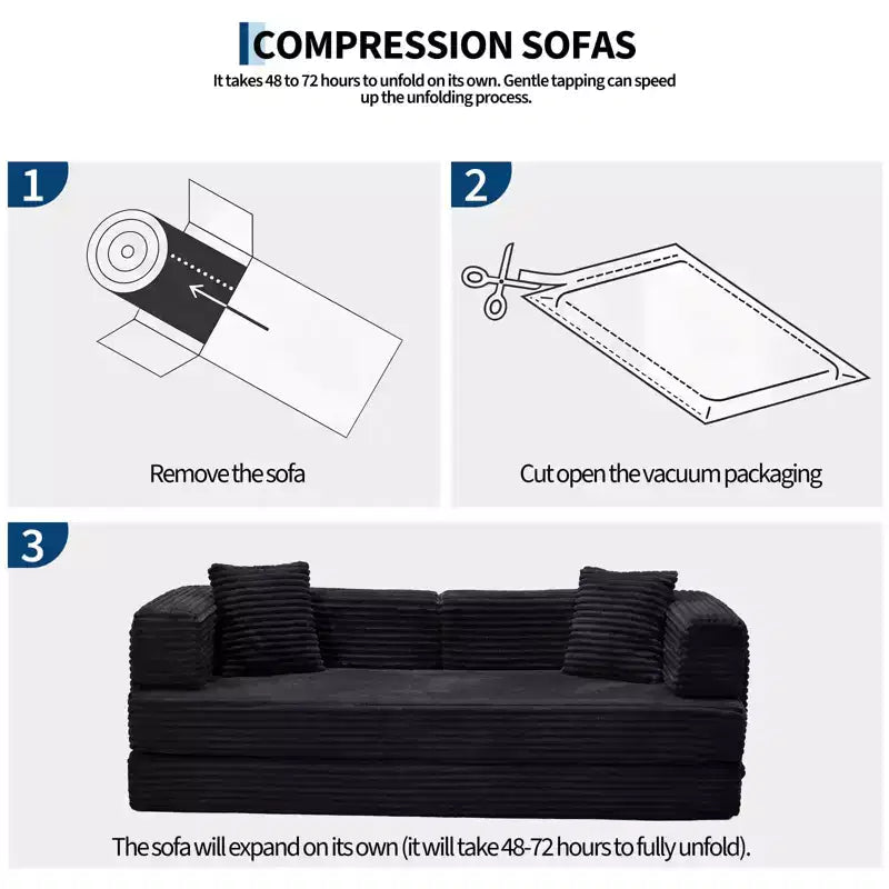 Canapé-lit convertible 5-en-1 80,7 po – Velours côtelé, 1200 lb, aucun assemblage requis
