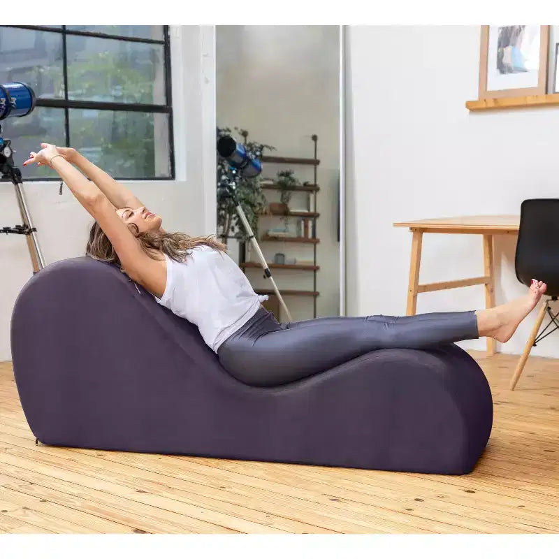 Avana Sleek Chaise Longue pour le yoga – Fabriquée aux États-Unis – Idéale pour les étirements, la relaxation, l'exercice et plus encore, 60D x 18W x 26H pouces, Gris clair