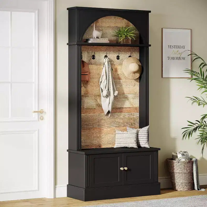 Lantine 70.86 Meuble d'entrée avec banc, rangement d'entrée 4-en-1 : porte-manteau, étagère à chaussures, banc de vestiaire pour couloir