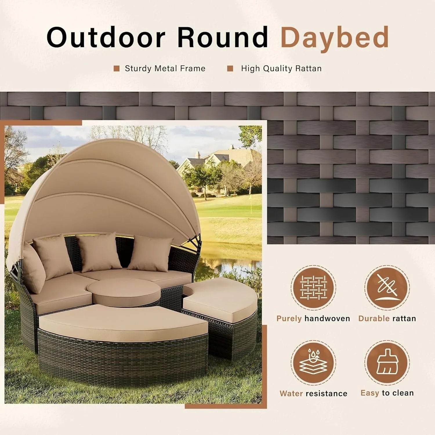 Ensemble de conversation d'extérieur 4 ou 5 pièces Nuon en osier avec baldaquin de Havenside Home