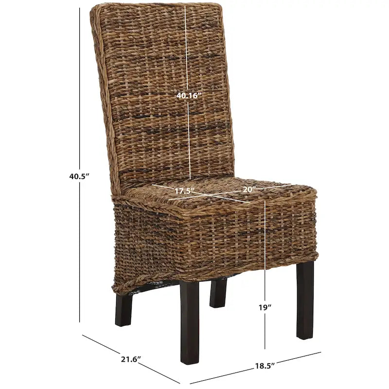 Lot de 2 chaises de salle à manger en osier naturel 48L x 56P x 104H cm, style bohème côtier