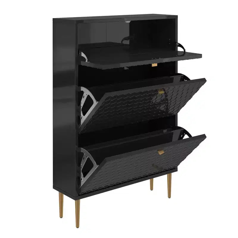 CLIHOME Meuble à chaussures d'entrée 24 paires, avec tiroirs basculants, étagère de rangement