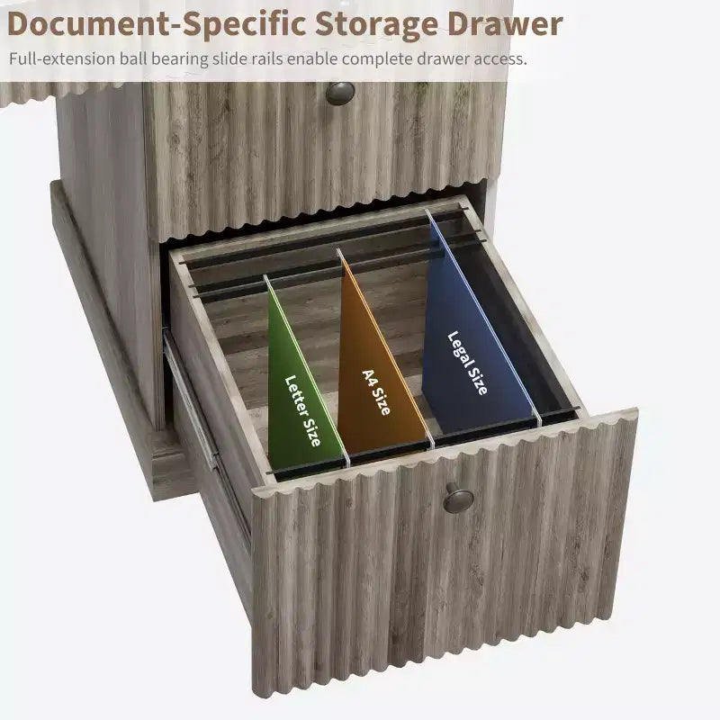 Meuble de rangement de bureau cannelé, bureau de direction moderne de 54 po avec station de recharge, bureau d'ordinateur en bois avec tiroirs classeurs pour bureau d'étude